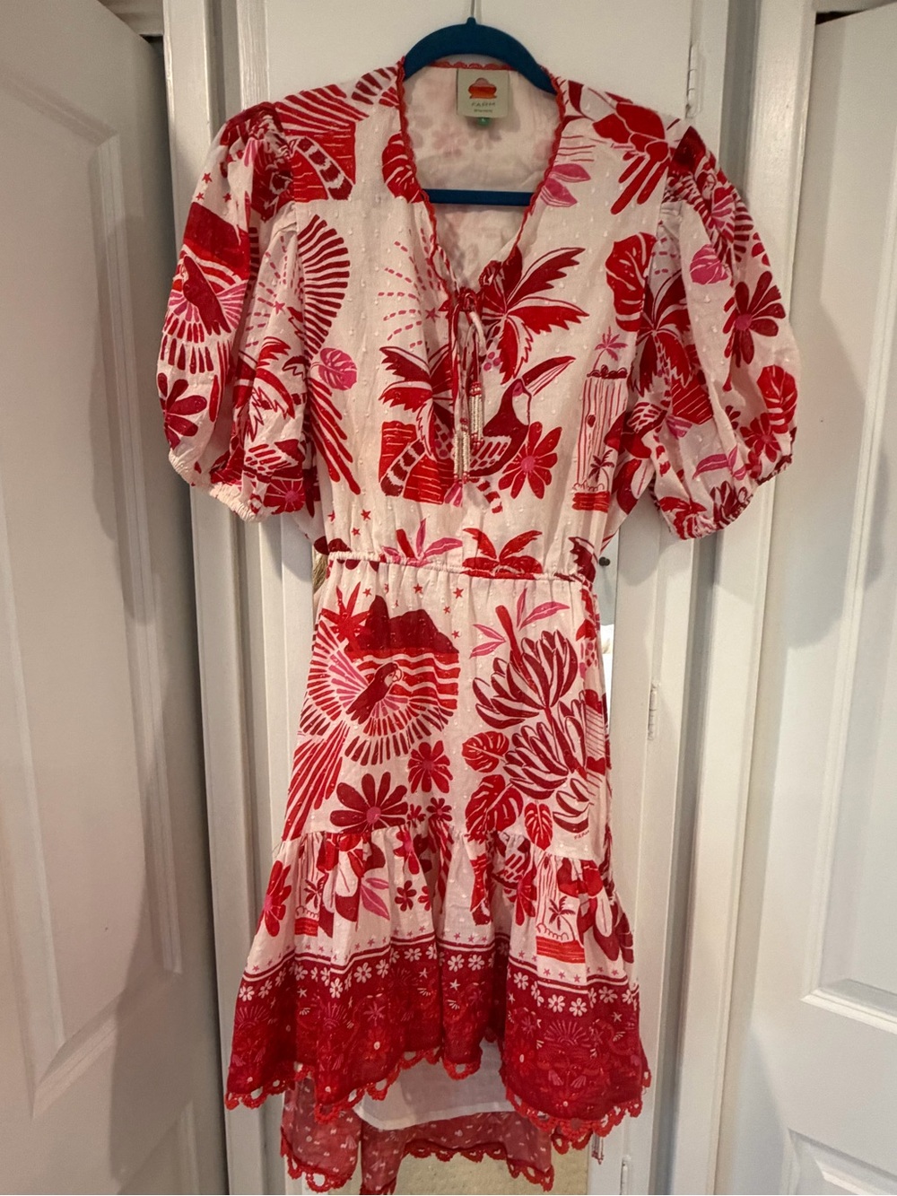 Farm Rio - Rio Tiles Mini Dress - Red Poplin Sz L